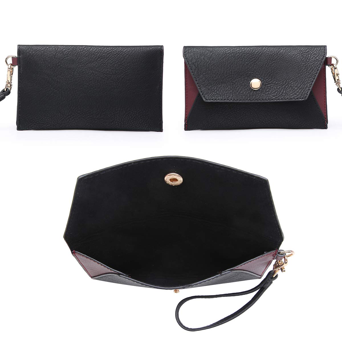 Women's Two-Tone Vegan Leather Tote Purse Large Top Handle Satchel Work Bag with Matching Wristlet