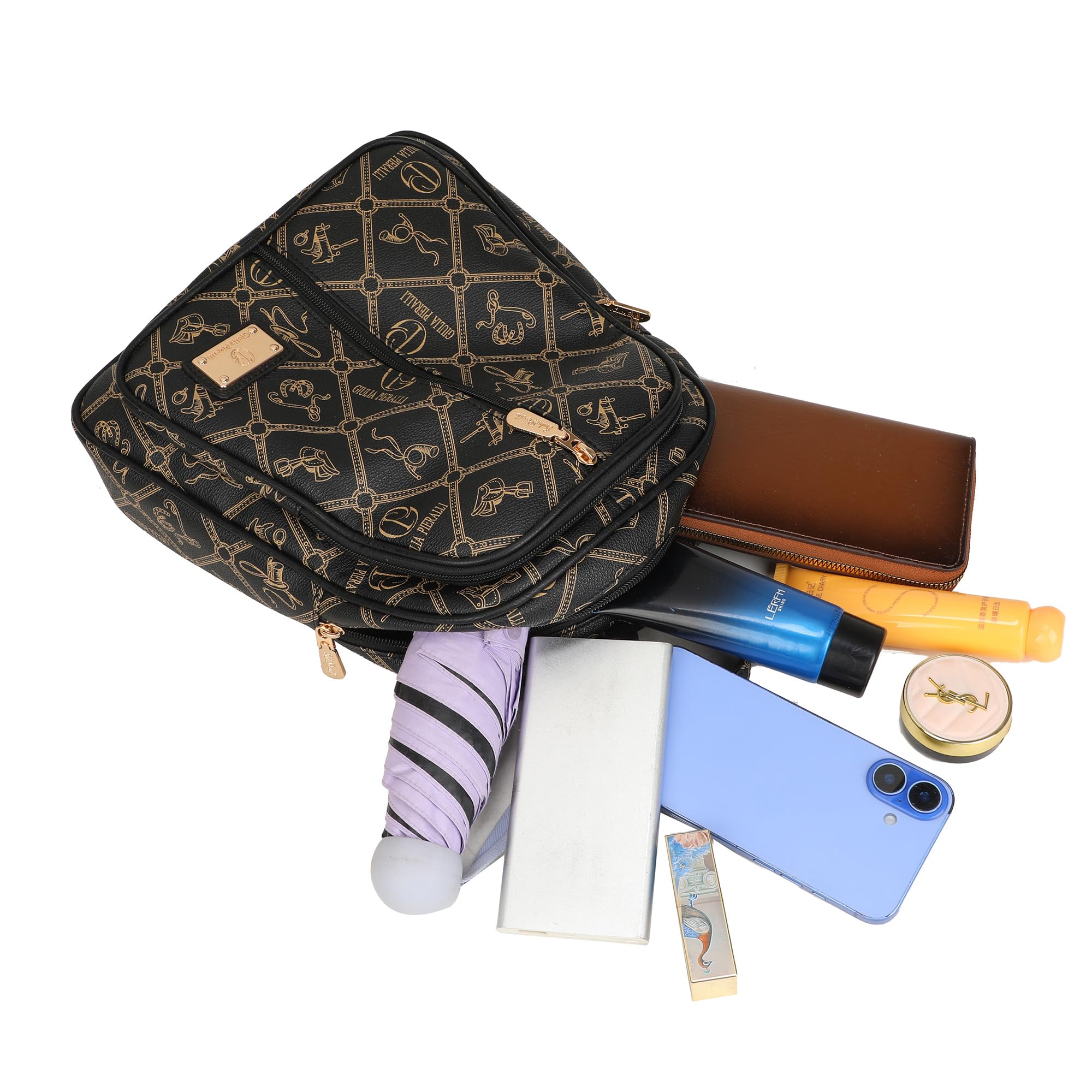 Women's Fashion Backpack Purse - Anti-Scratch Faux Leather Travel Bag with Multi-Pocket Organizer, Designer Pattern Top-Handle Satchel for Shopping and Daily Use