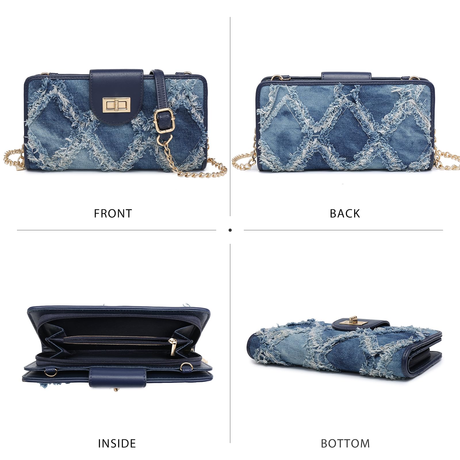 Women Small Crossbody Shoulder Bag Zip Wallet Purse Handbags Clutch Credit Card Holder with Chain Strap