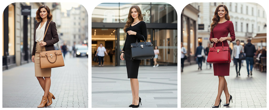 Women Handbags and Purses Fashion Satchel Work Tote Bags Top Handle Shoulder Purses with Matching Wristlet