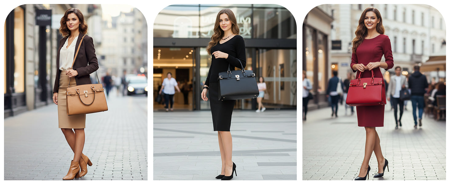 Women Handbags and Purses Fashion Satchel Work Tote Bags Top Handle Shoulder Purses with Matching Wristlet