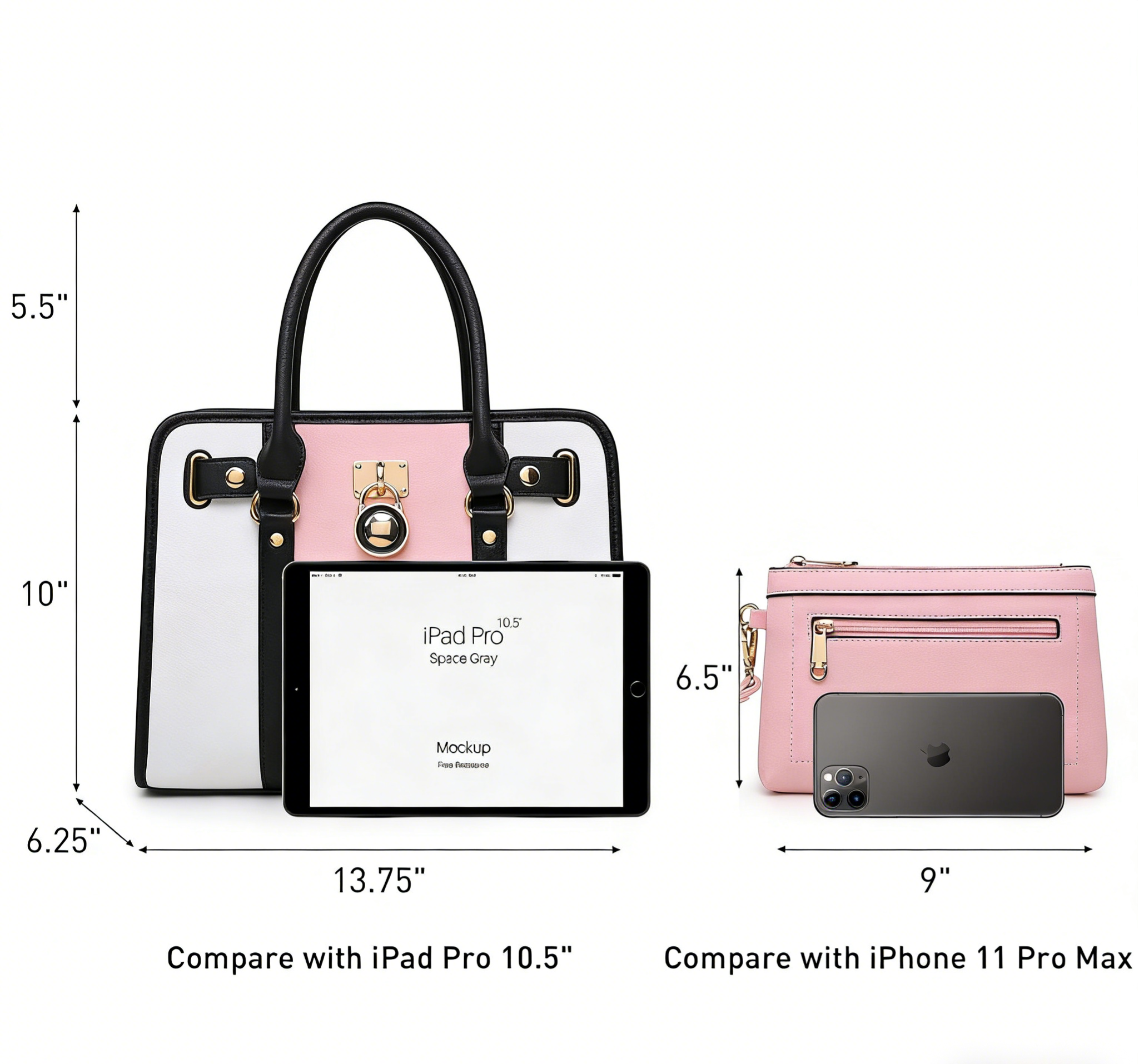 Women Satchel Handbags Purses Two tone Top Handle Tote Shoulder Bags with Matching Wristlet Wallet Set 2pcs