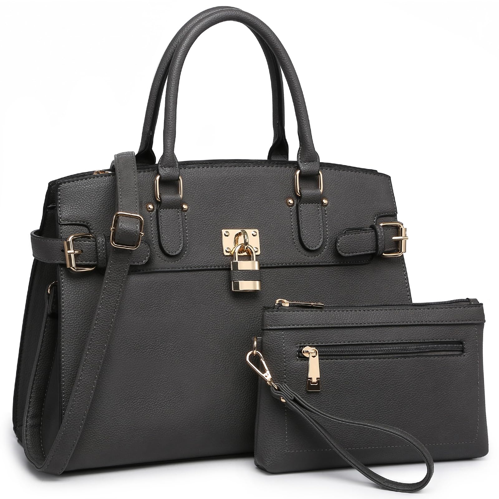 Women Handbags and Purses Fashion Satchel Work Tote Bags Top Handle Shoulder Purses with Matching Wristlet