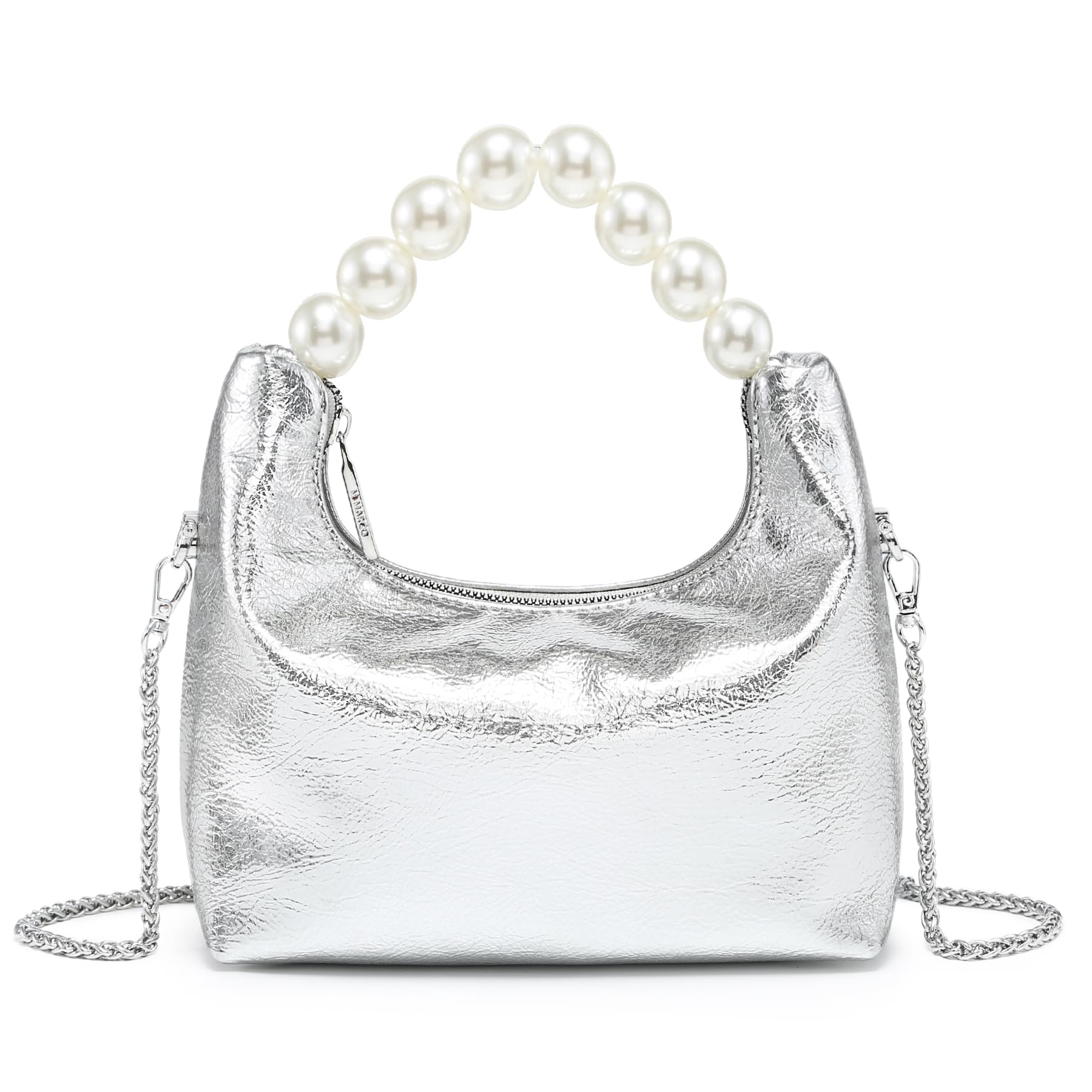 Pearl Handle Evening Clutch Purse for Women - Stylish Small Top Handle Handbags with Detachable Chain Strap for Wedding Party