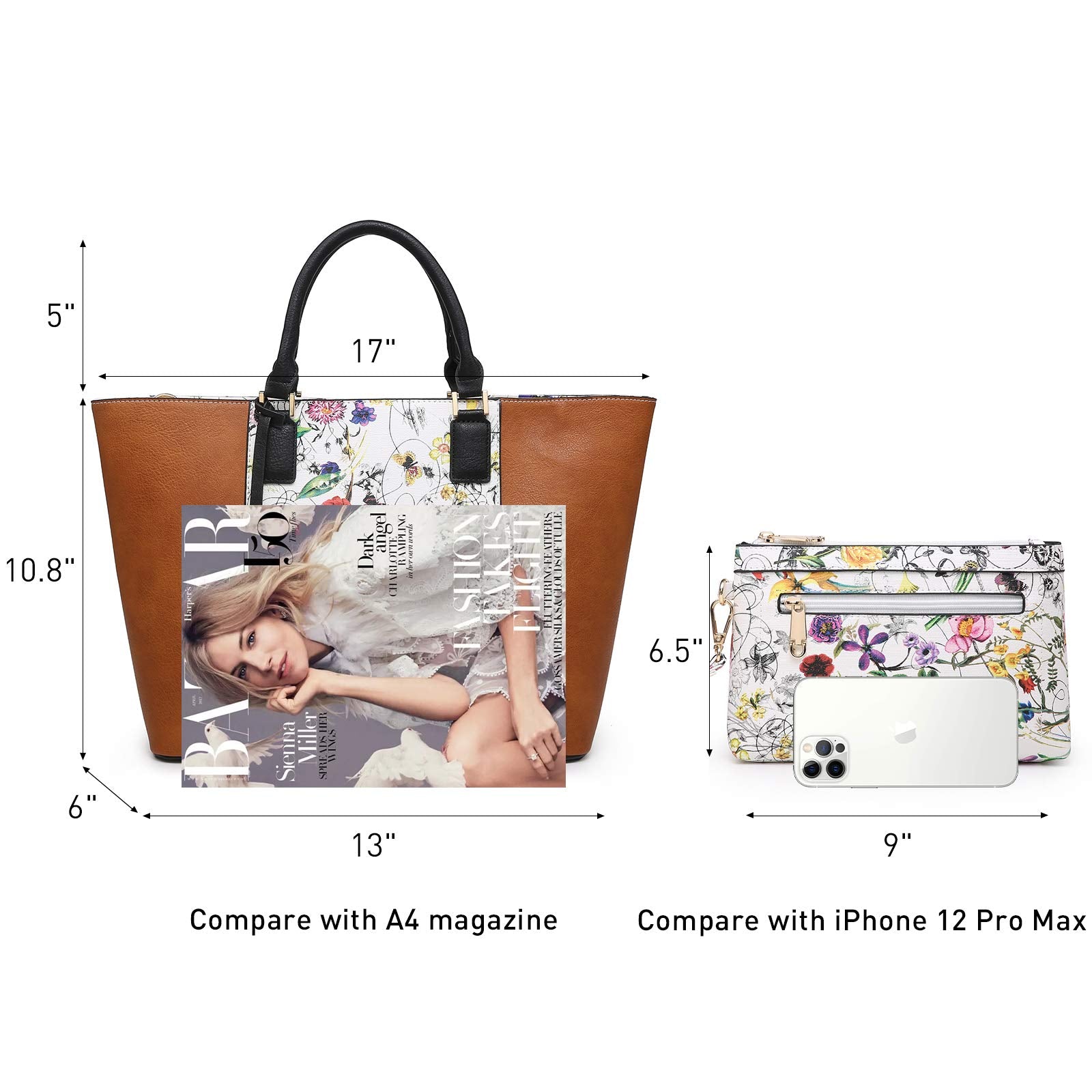 Women Purses Handbags and Wallets Set Designer Top HandleTote Bag Two Tone Shoulder Bag 2pcs