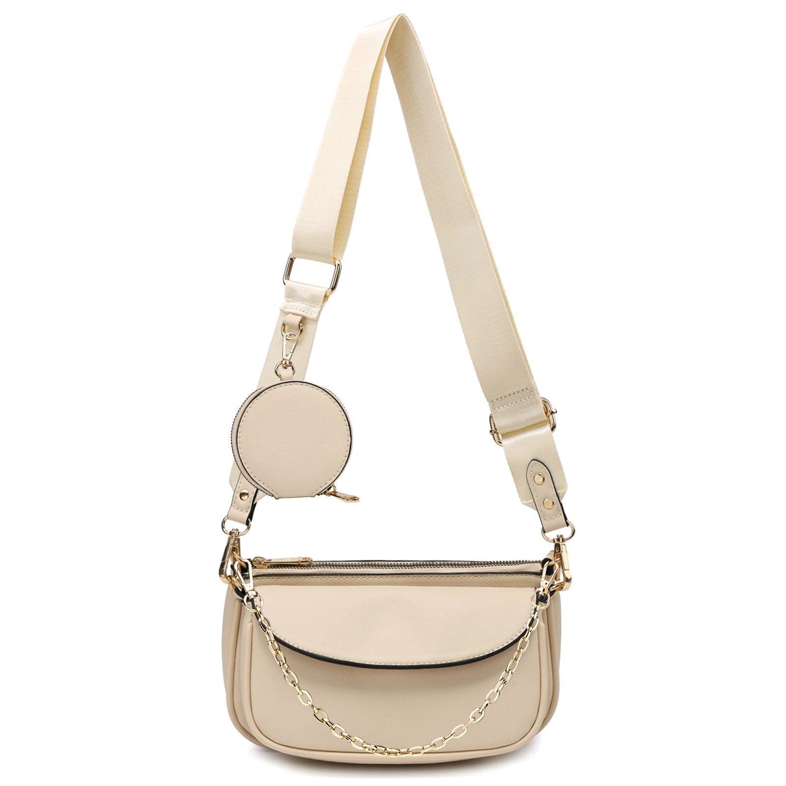 3pcs Crossbody Bags for Women PU Leather Shoulder Purse with Removable Strap Fashion Handbag for Daily Use