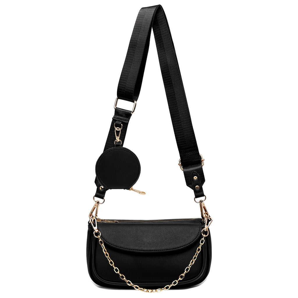 3pcs Crossbody Bags for Women PU Leather Shoulder Purse with Removable Strap Fashion Handbag for Daily Use