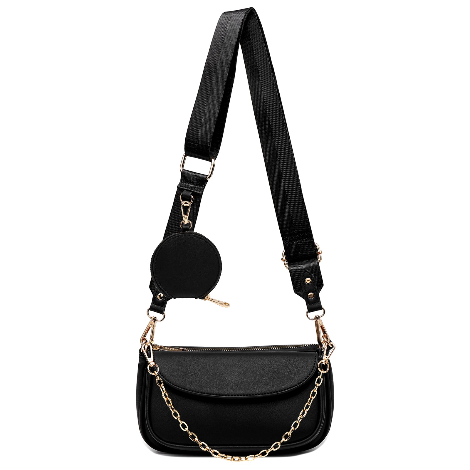 3pcs Crossbody Bags for Women PU Leather Shoulder Purse with Removable Strap Fashion Handbag for Daily Use