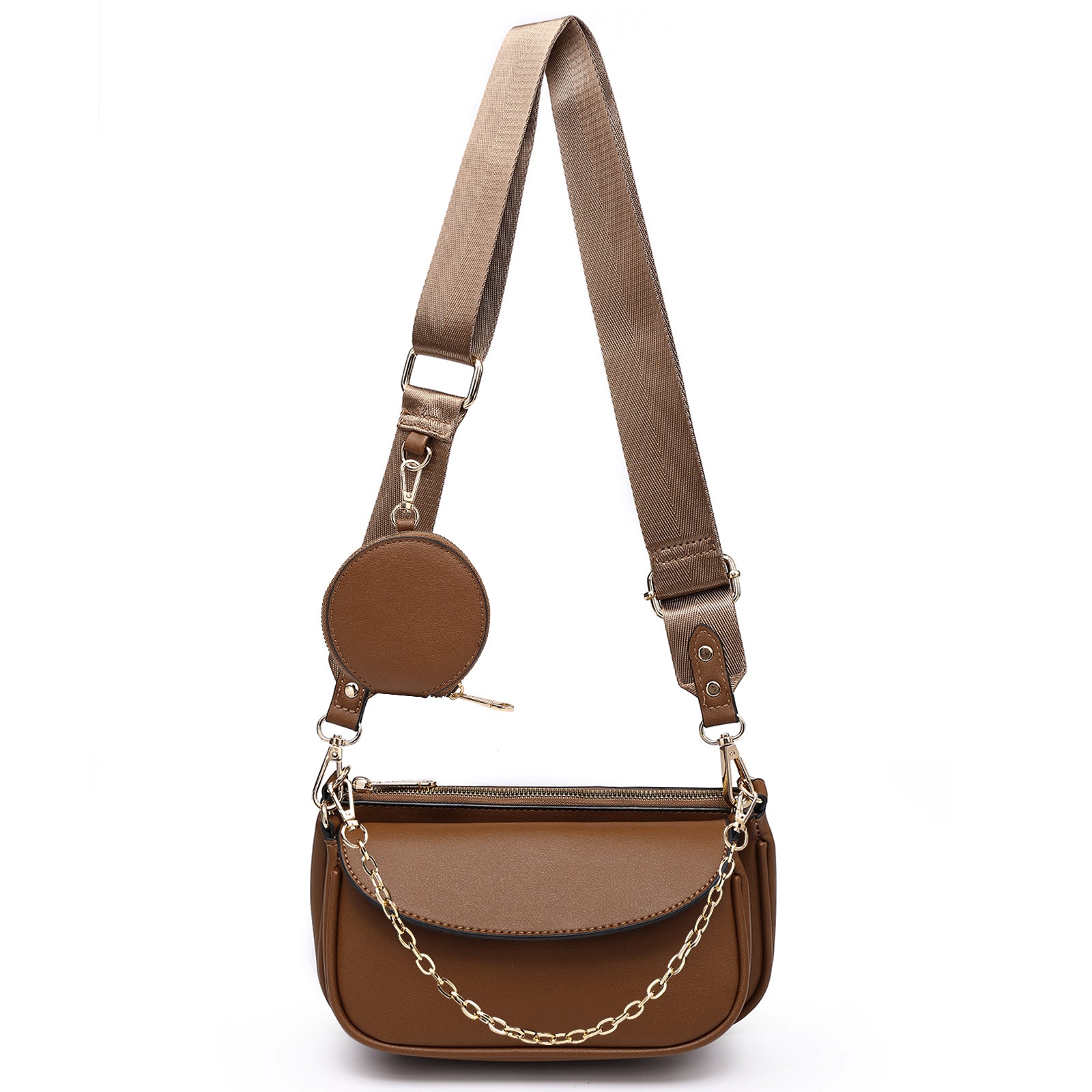 3pcs Crossbody Bags for Women PU Leather Shoulder Purse with Removable Strap Fashion Handbag for Daily Use