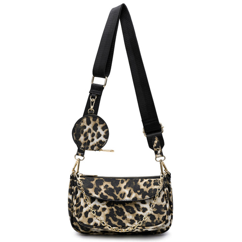 3pcs Crossbody Bags for Women PU Leather Shoulder Purse with Removable Strap Fashion Handbag for Daily Use