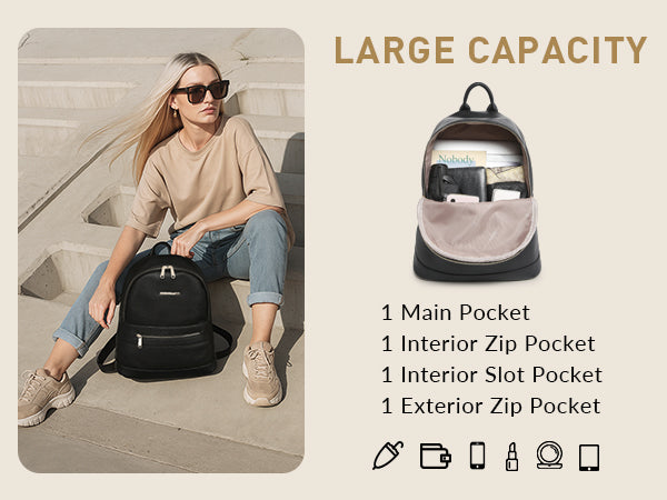 Women's Backpack Purse PU Leather Travel Work Backpack Fashion Shoulder Bag Designer Handbags 2pcs