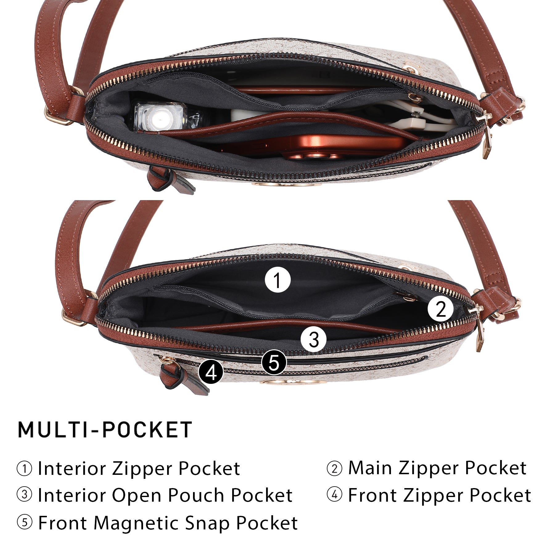 Womens Fashion Crossbody Bag Medium Shoulder Purse with Adjustable Strap Multi Pockets for Travel Daily Use