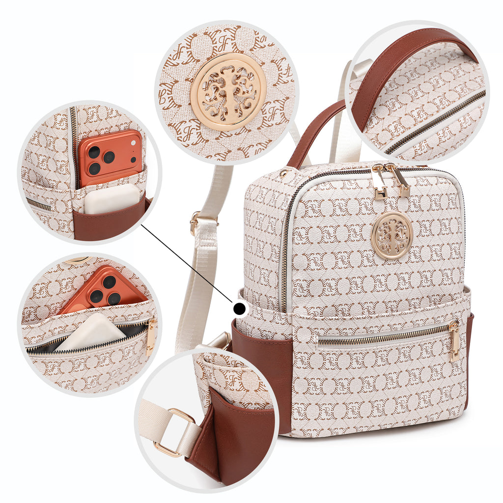 Small Backpack Purse for Ladies Women Fashion Multi Pockets Daypacks with Front Zip Pocket