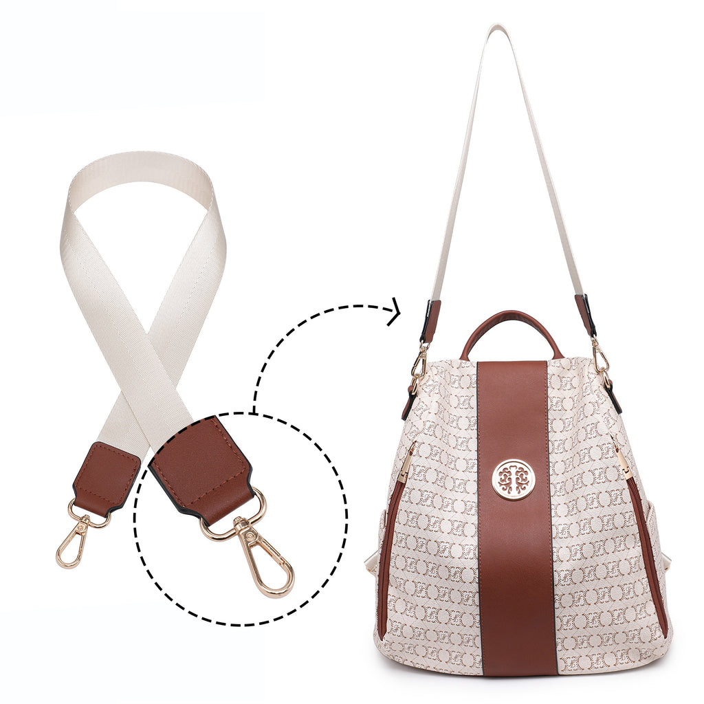Women Fashion Backpack Purse Multi Pockets Signature Anti-Theft Rucksack Travel School Shoulder Bag Handbag Wristlet