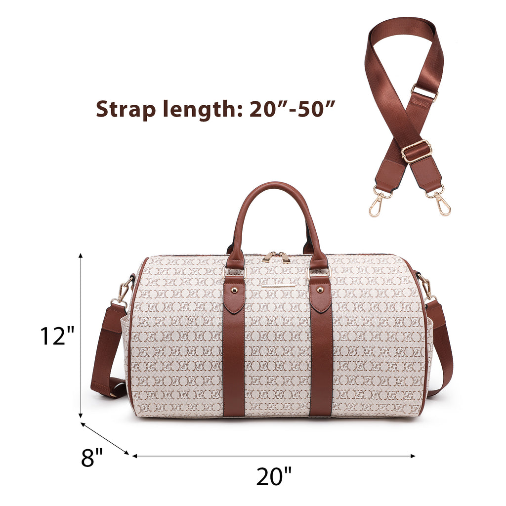 Women PU Leather Monogrammed Duffel Bag for Men- Scratch-Resistant Waterproof, Multi-Pocket Design, Large Capacity Carry-On for Gym Yoga Work Travel Weekend