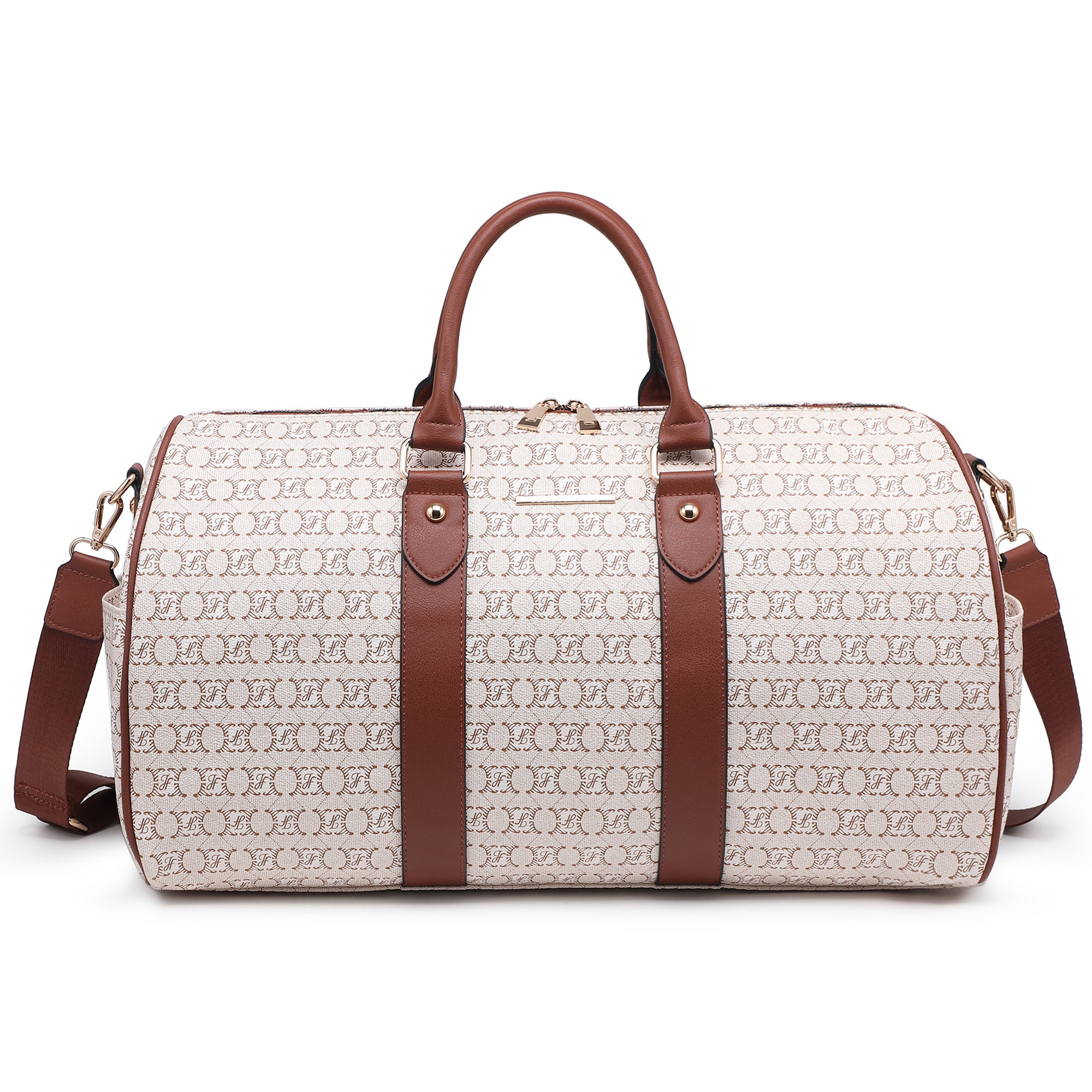 Women PU Leather Monogrammed Duffel Bag for Men- Scratch-Resistant Waterproof, Multi-Pocket Design, Large Capacity Carry-On for Gym Yoga Work Travel Weekend