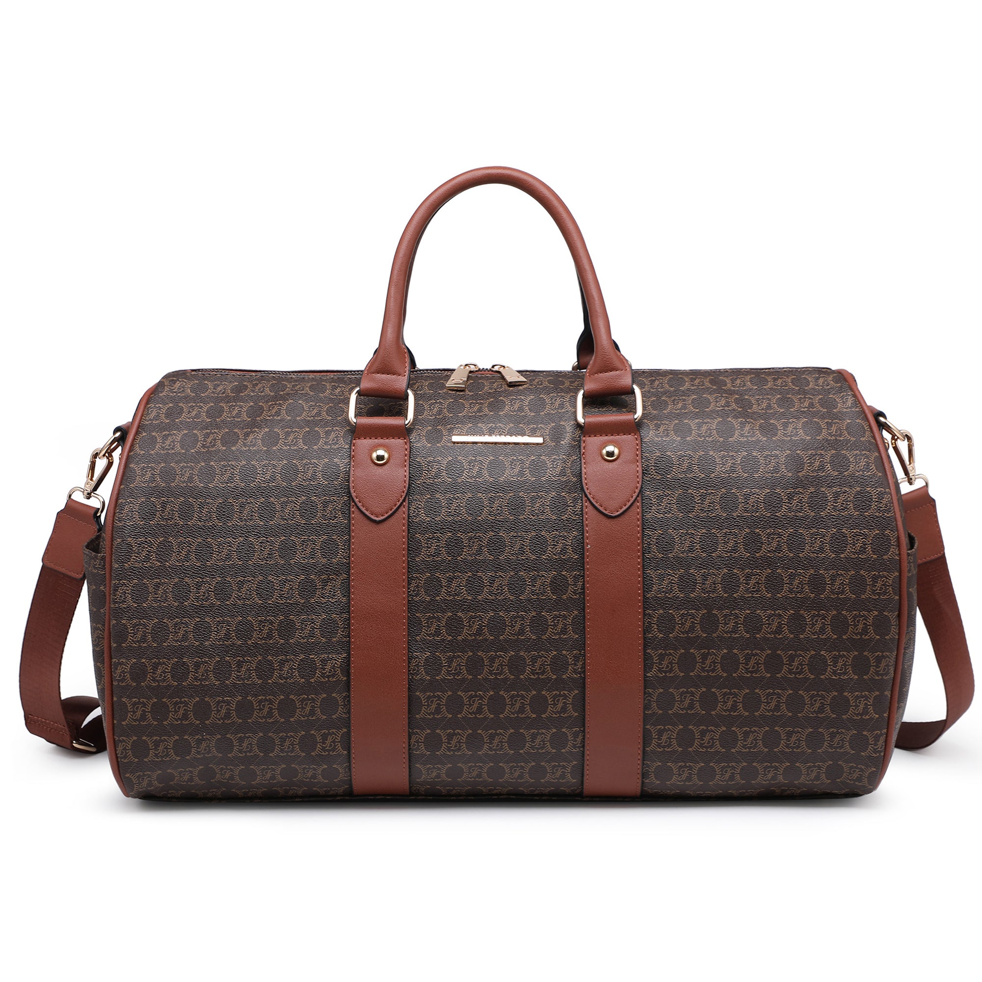 Women PU Leather Monogrammed Duffel Bag for Men- Scratch-Resistant Waterproof, Multi-Pocket Design, Large Capacity Carry-On for Gym Yoga Work Travel Weekend