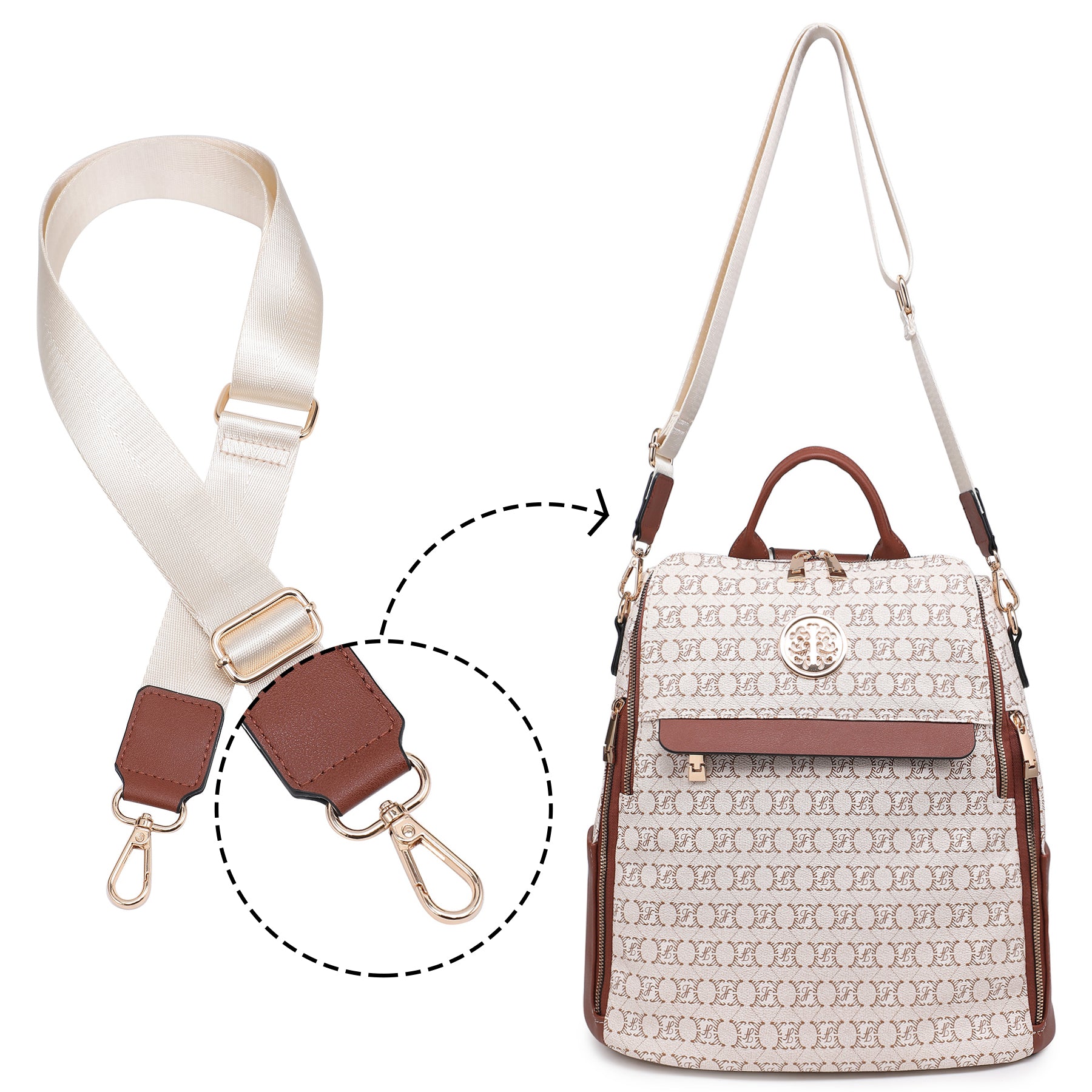 Women Fashion Backpack Purse PU Leather Convertible Medium Ladies Rucksack Travel Shoulder Bags Handbag and Purse 2Pcs