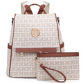 Women Fashion Backpack Purse Multi Pockets Signature Anti-Theft Rucksack Travel Ladies Shoulder Bag Handbag 2Pcs