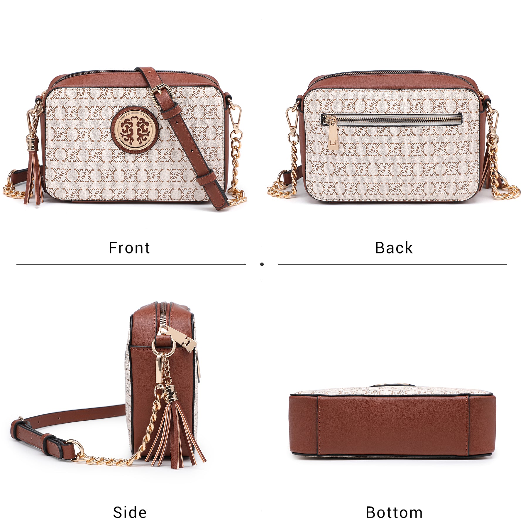 Lightweight Medium Crossbody Bags Purses for Women Signature Shoulder Messenger Bag w/Front Tassel Zipper Pocket