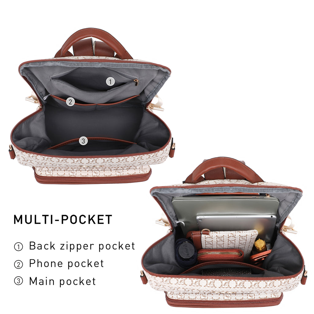 Women Fashion Backpack Purse Convertible Large Ladies Rucksack Travel Shoulder Bags Handbag Set 2pcs w/Tassel