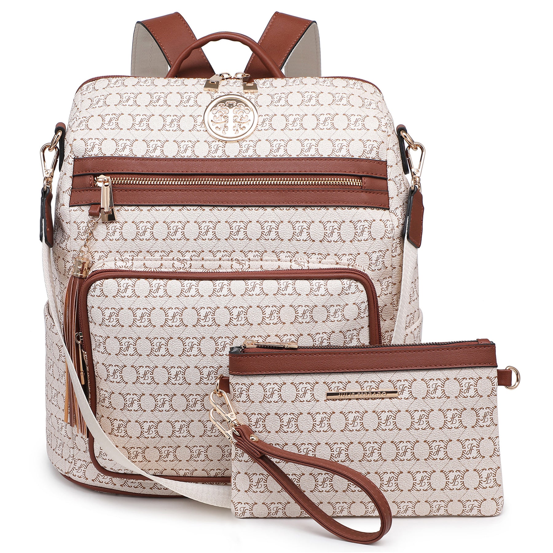 Women Fashion Backpack Purse Convertible Large Ladies Rucksack Travel Shoulder Bags Handbag Set 2pcs w/Tassel